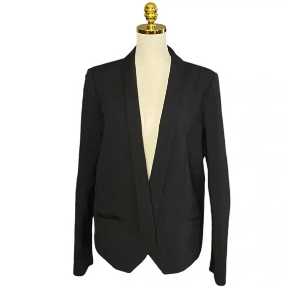 BCBG MAXAZRIA | Frederick Relaxed Open Front Angled Black Blazer Size L - Picture 6 of 10